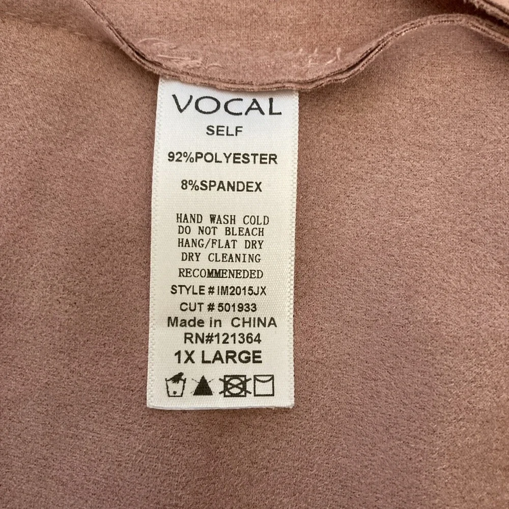 Vocal USA Pink Faux Suede Open Front Coatigan w/Studded Fringe &‎ Pockets - 1X